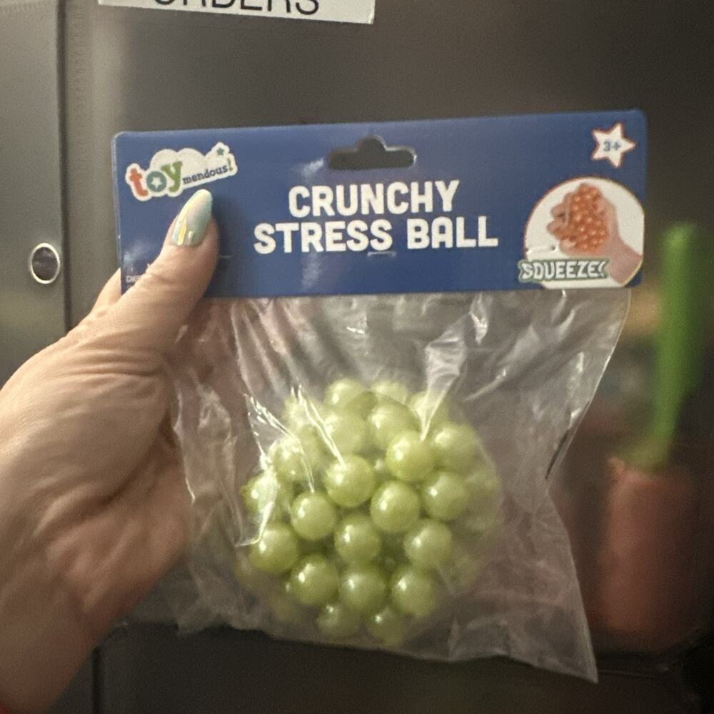Crunchy Stress Squishy Ball Toymendous Squeeze Green Pearls Ball New